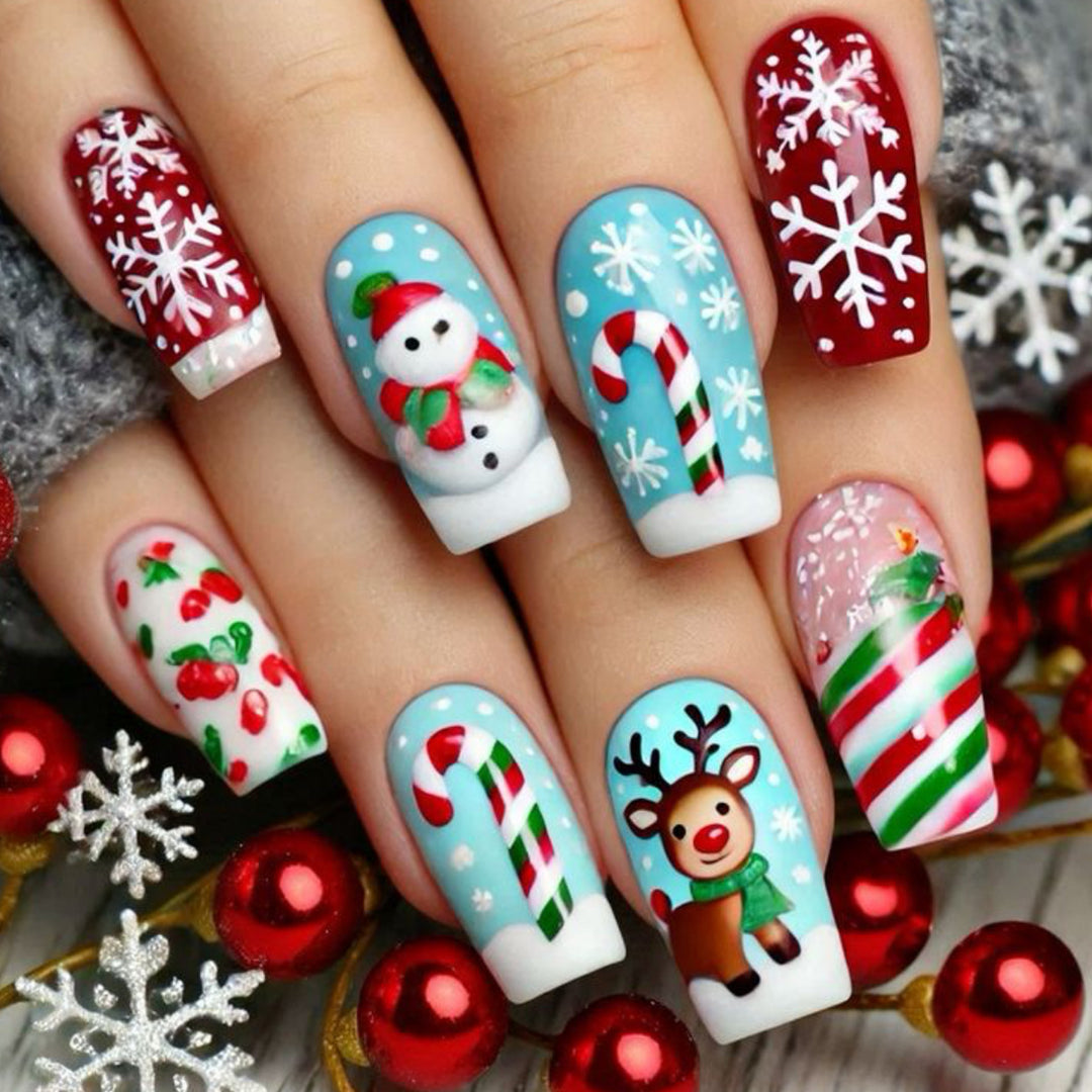 Artistic Christmas-Themed 3D Nail Art Extensions Bowlift