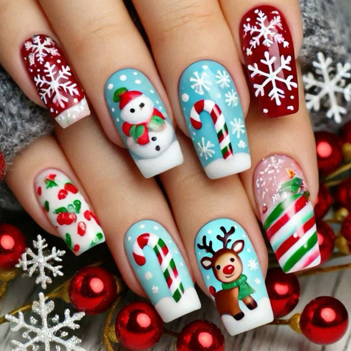 Artistic Christmas-Themed 3D Nail Art Extensions Bowlift