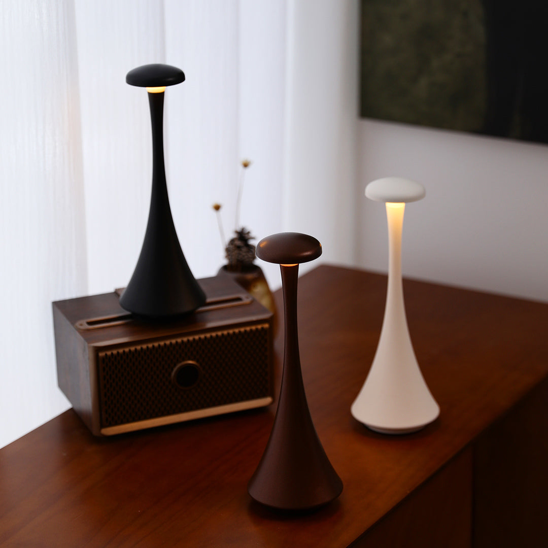 Compact rechargeable touch LED ambient desk lamp with flexible stem Bowlift