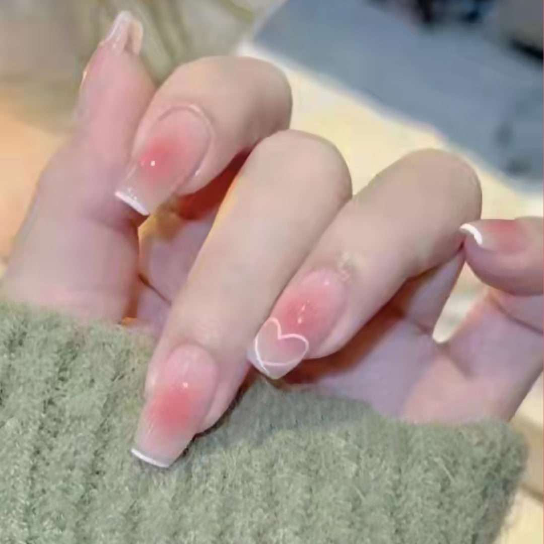 Stylish heart and ombre design artificial nails Bowlift