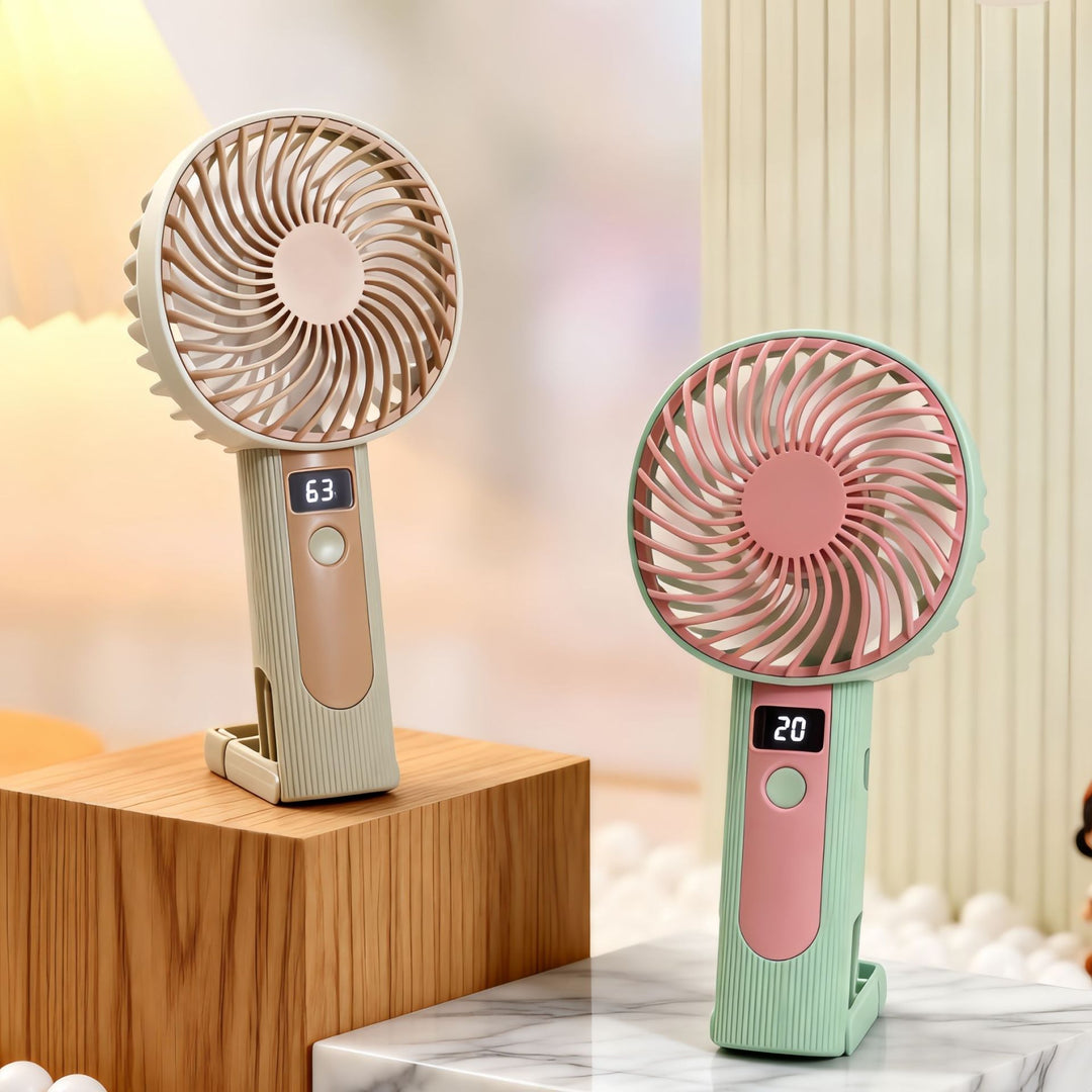 Women's Portable Handheld Fan with Digital Speed Display Bowlift 1782815883