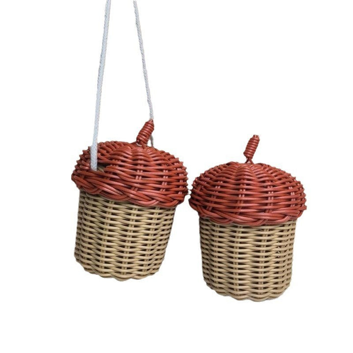 Charming Acorn-Shaped Woven Storage Hanging Basket Bowlift