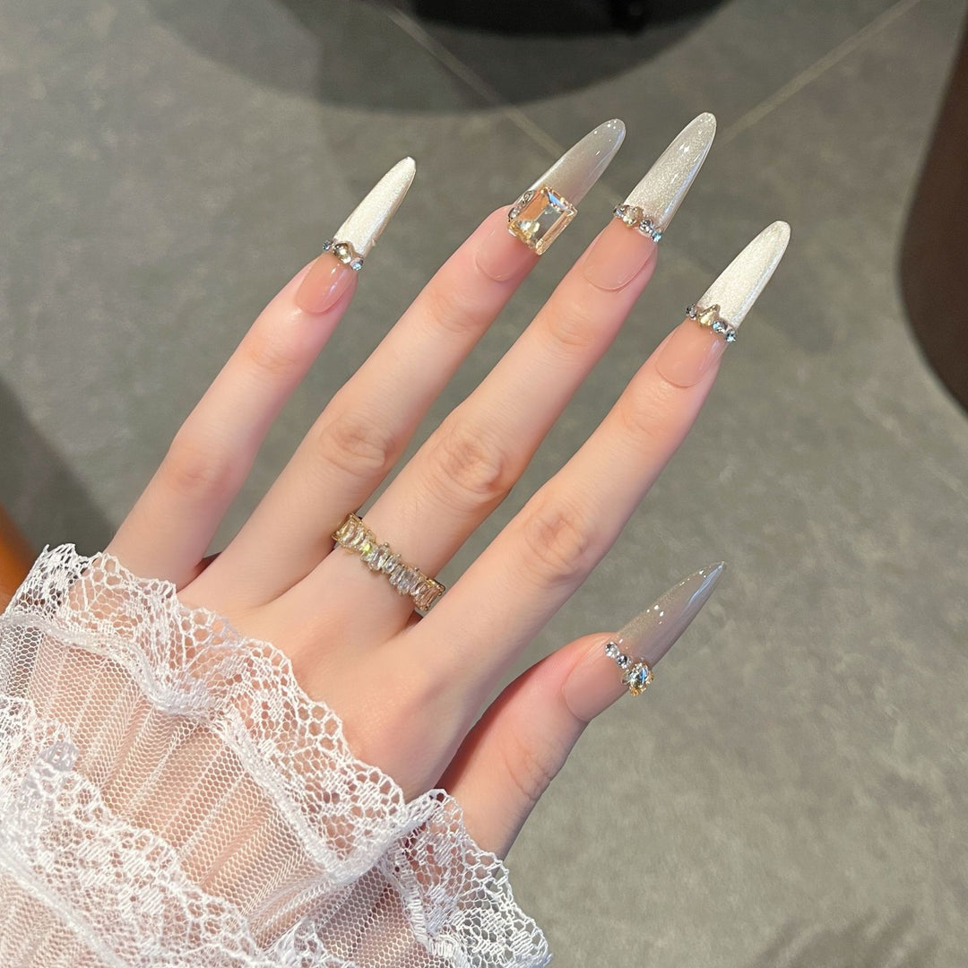 Luxury Rhinestone-Accent Press-On Nail Extensions Bowlift