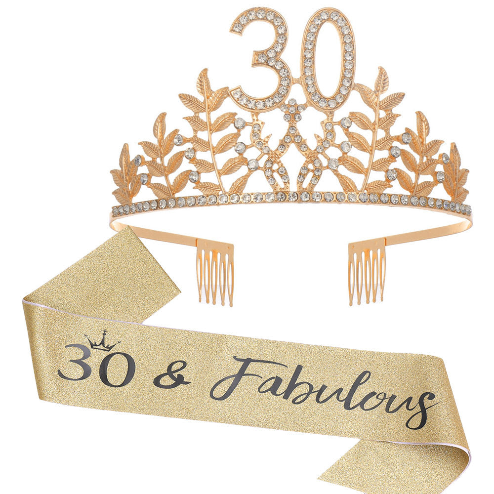 Women's Glamorous Birthday Crown with Shining Rhinestones Bowlift