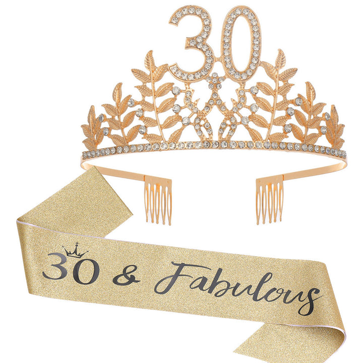 Women's Glamorous Birthday Crown with Shining Rhinestones Bowlift