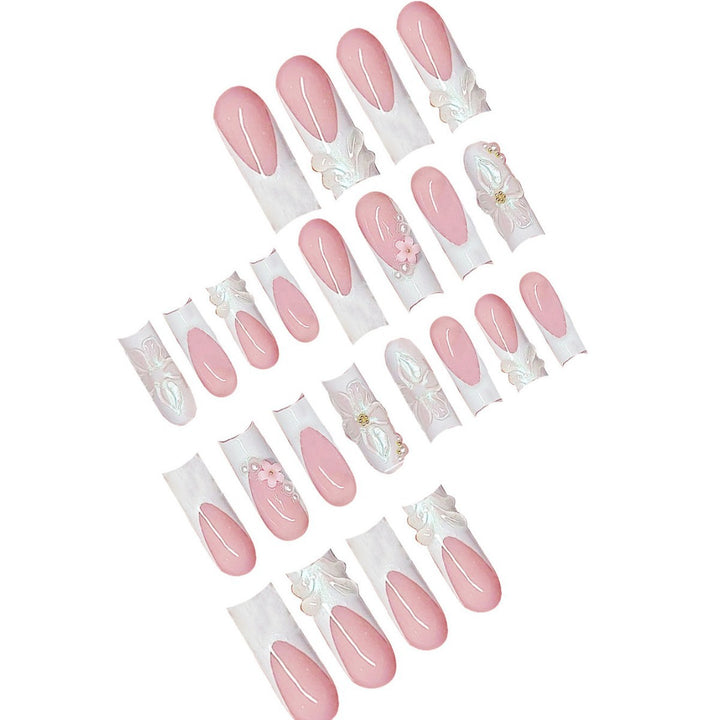 Decorative 3D Floral Press-On Nails Bowlift