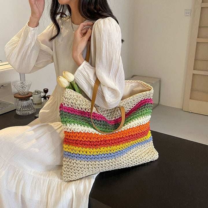 Handcrafted Tote Bag Made from Sustainable Materials with Colorful Stripes Bowlift