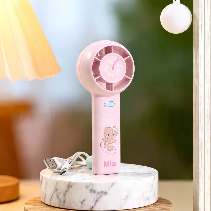 Women's portable handheld fan with customizable character design Bowlift
