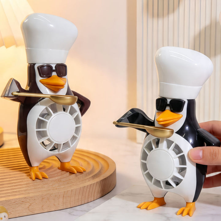 Ladies table fan in creative penguin design Bowlift
