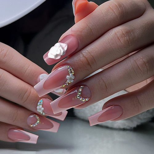 Decorative Floral Press-On Nails Bowlift