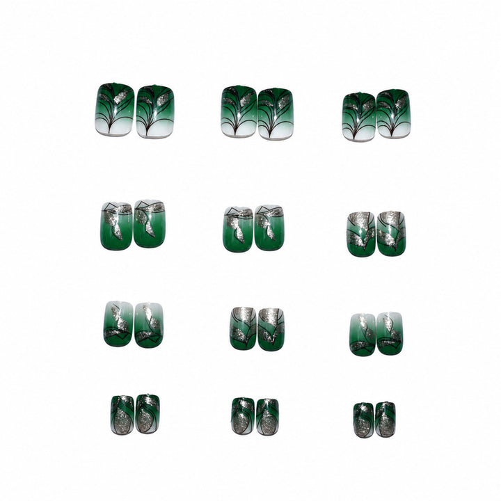 Premium Artificial Nails with Plant Motif Bowlift