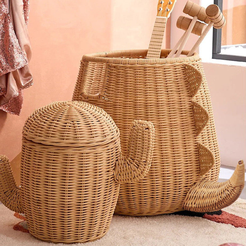 Handcrafted toy basket with dinosaur motif Bowlift
