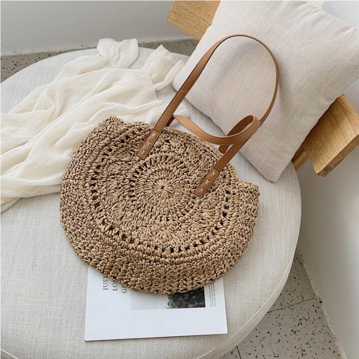 Handmade Round Bag Made of Natural Bast Bowlift
