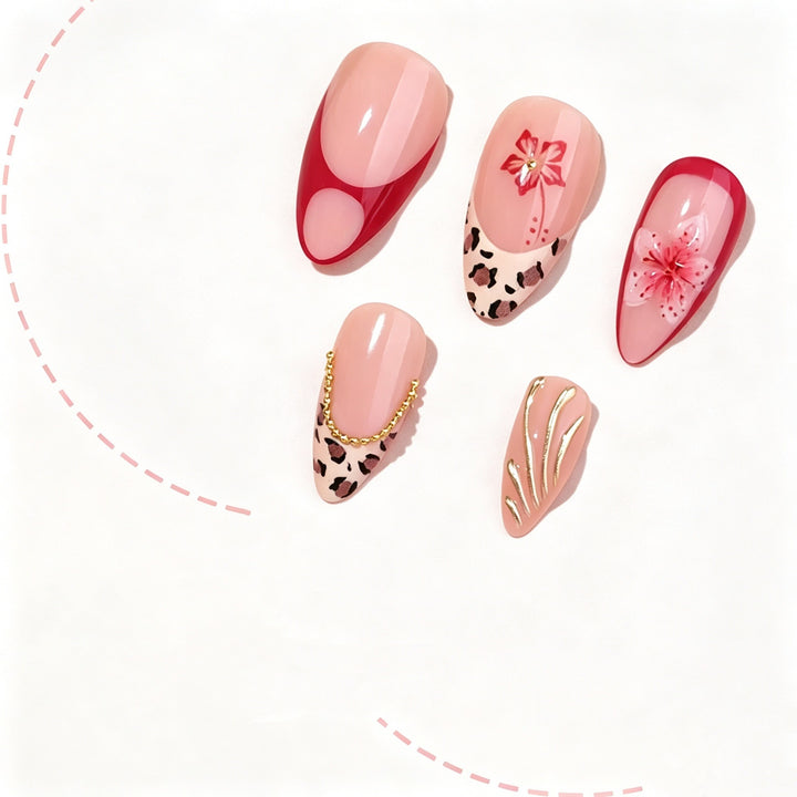 Floral Design Acrylic Nail Set Bowlift