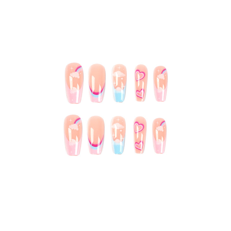 Artificial nail art with rainbow design Bowlift