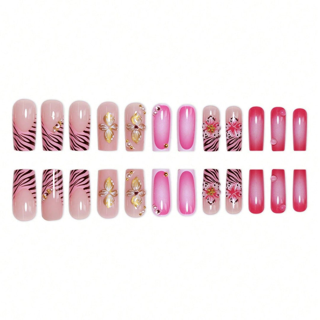 Artistic Floral Acrylic Nail Art Bowlift