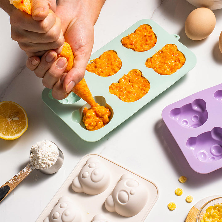 Silicone Ice Cube Mold with Cute Bear Head Design Bowlift