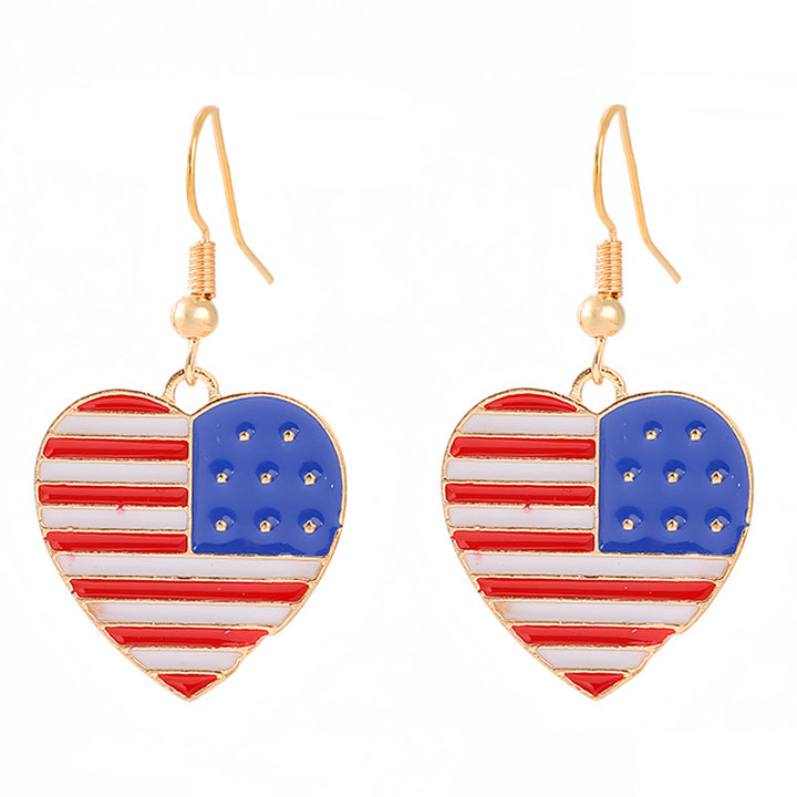 Ladies enamel earrings horseshoe with star stripe motif Bowlift