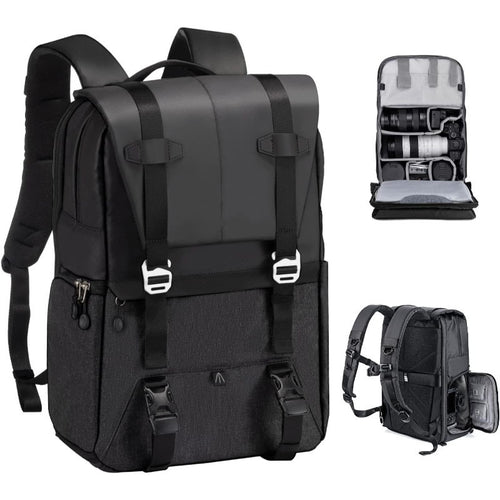 Camera backpack with individual compartment system and ergonomic design Bowlift