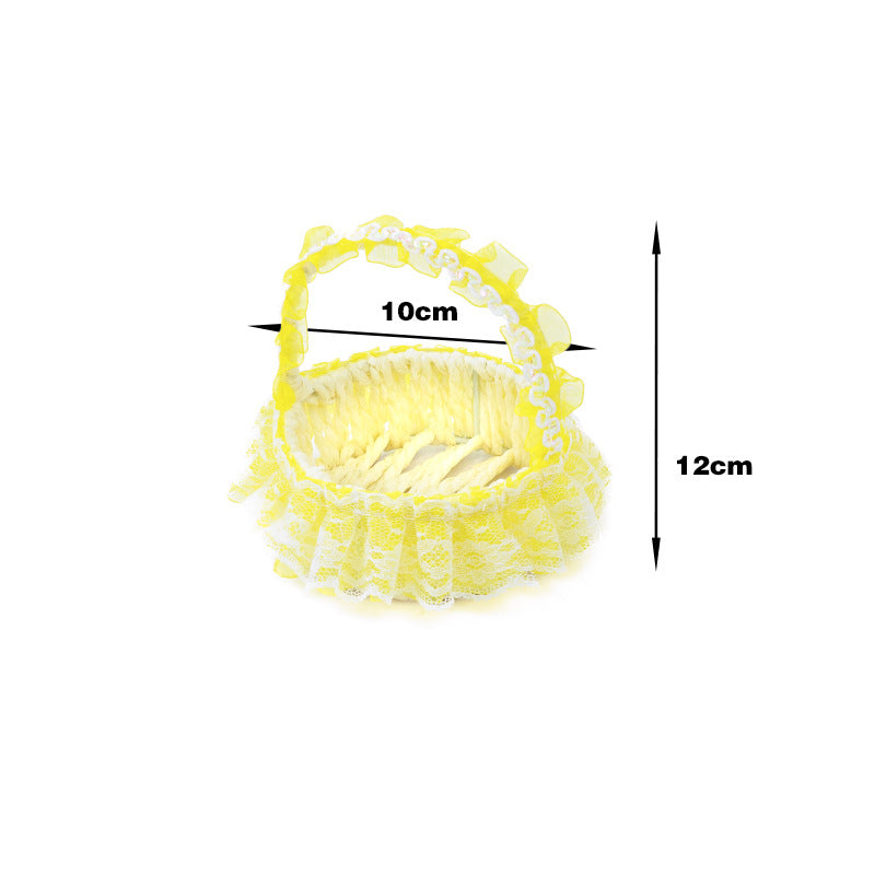 Decorative Lace Trim Woven Basket Bowlift