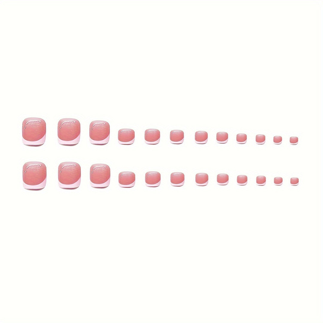 Artistic French Tip Press-On Nail Set with Transparent Design Bowlift