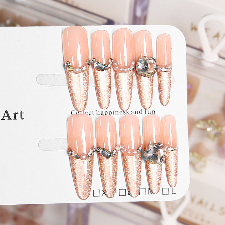 Glamorous artificial nails with crystal accents Bowlift