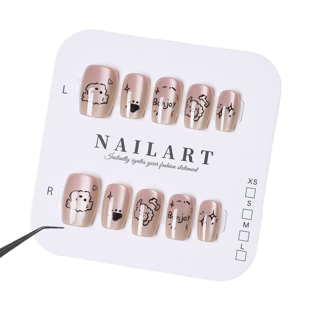 Artistic Press-On Nail Set with Playful Designs Bowlift