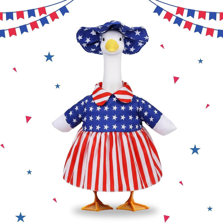 Unisex decorative fabric gander with patriotic costume and removable top hat Bowlift