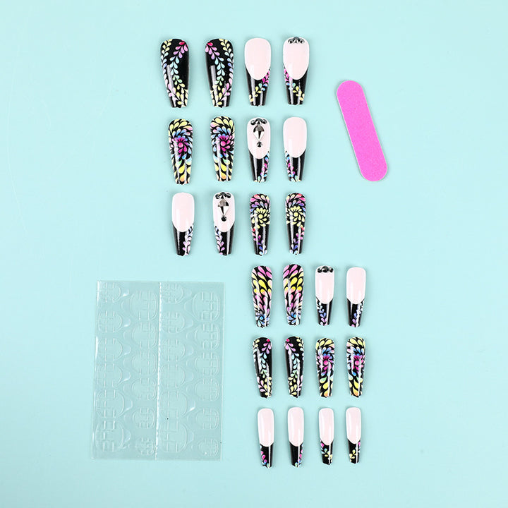Art nails with colorful floral patterns Bowlift