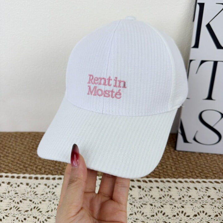 Women's Striped Embroidered Baseball Cap Bowlift