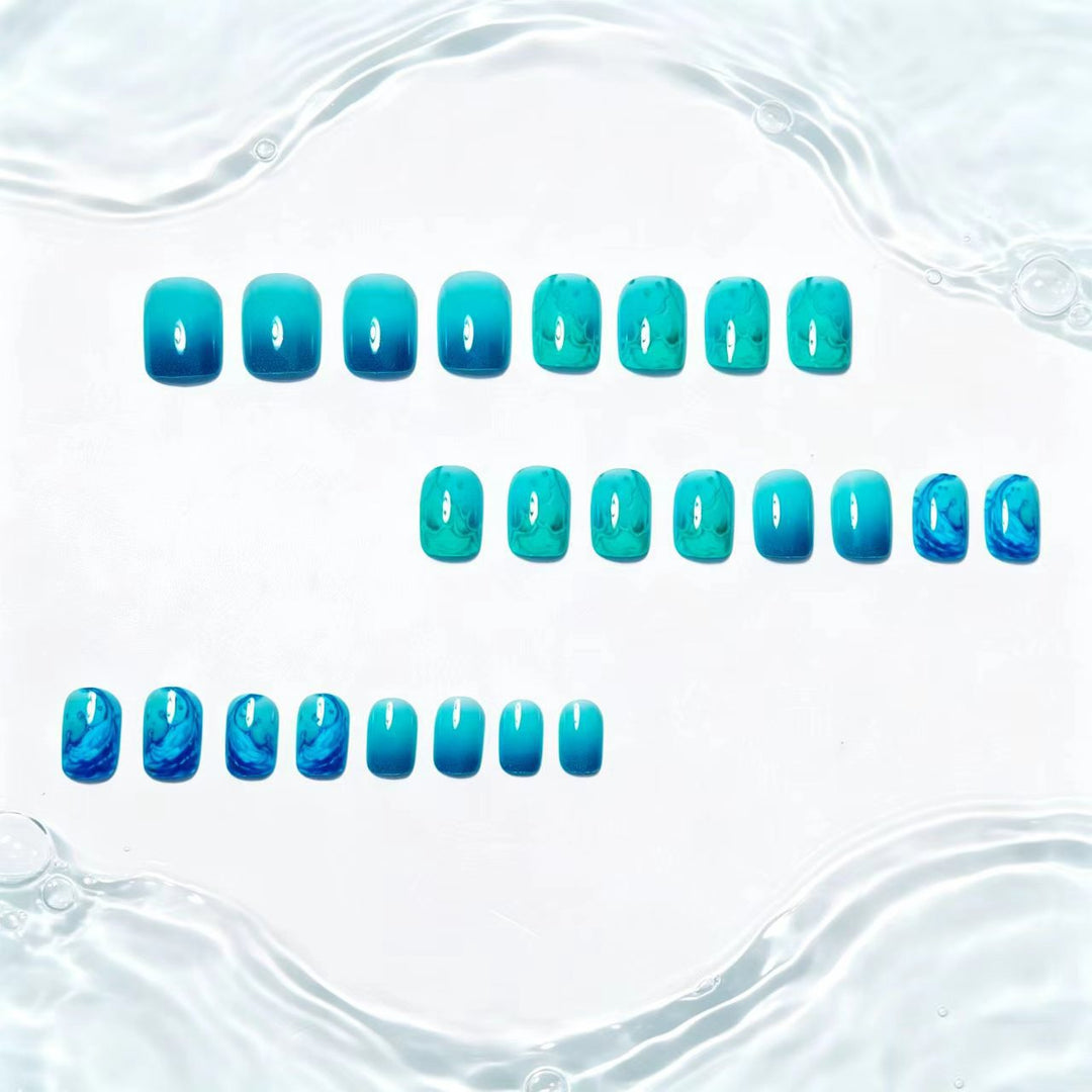 Artificial nails with elaborate wave design Bowlift