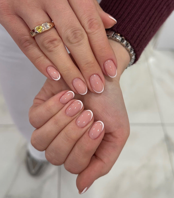 Natural French Tip Press-On Nails Bowlift