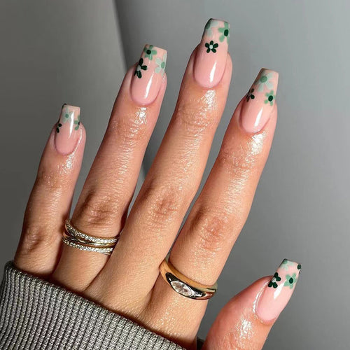 Artful Nail Extensions with Floral Design Bowlift