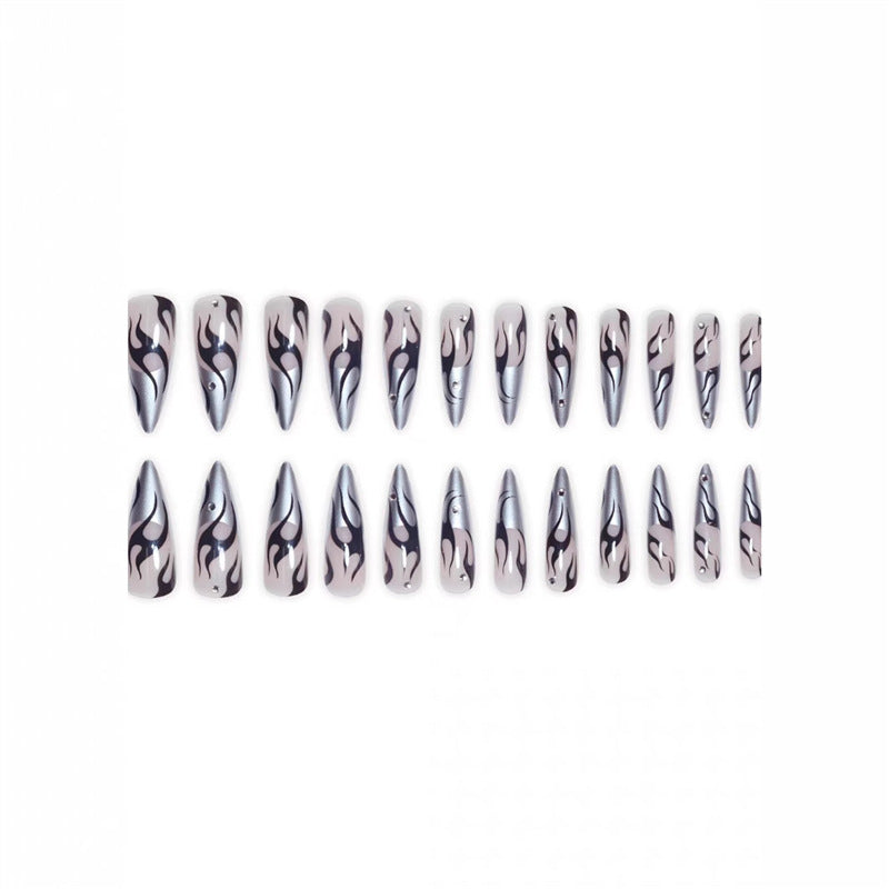 Artistic Flame Design Press-On Nail Extensions Bowlift