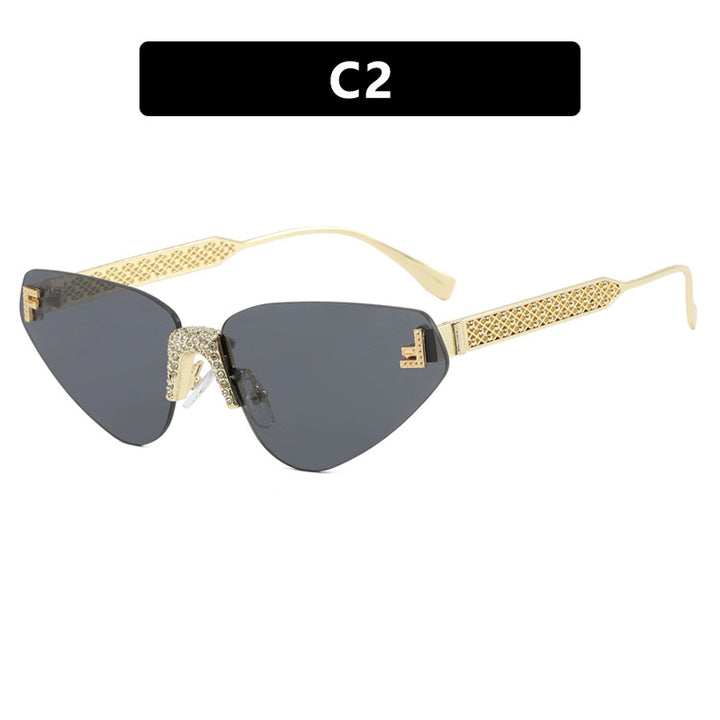 Women Designer Cat Eye Sunglasses with Sparkling Rhinestone Embellishment Bowlift