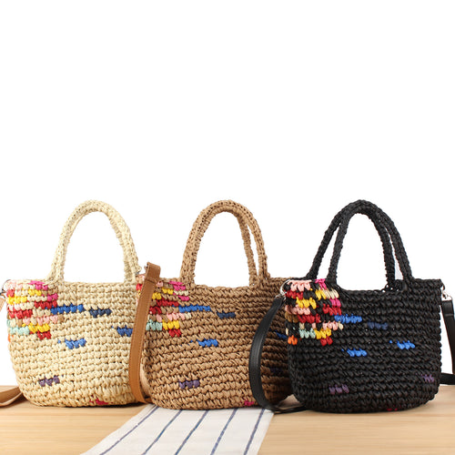 Handbag Made from Handcrafted Natural Material with Colorful Accent Bowlift