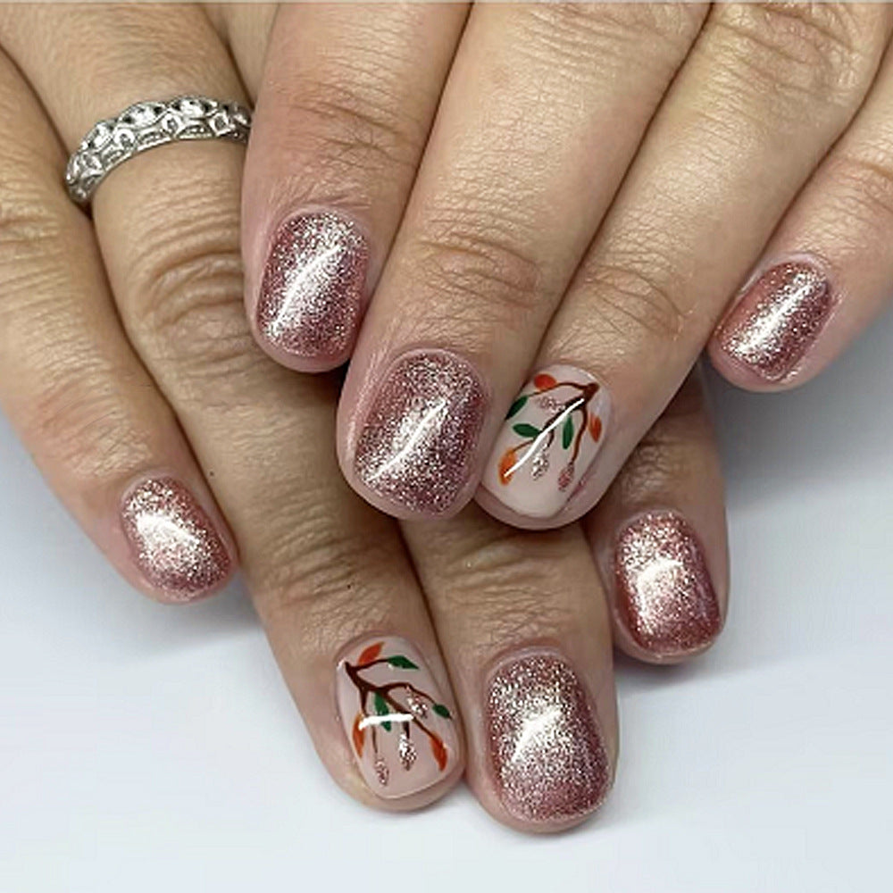 Glittery Floral Nail Art Design Bowlift