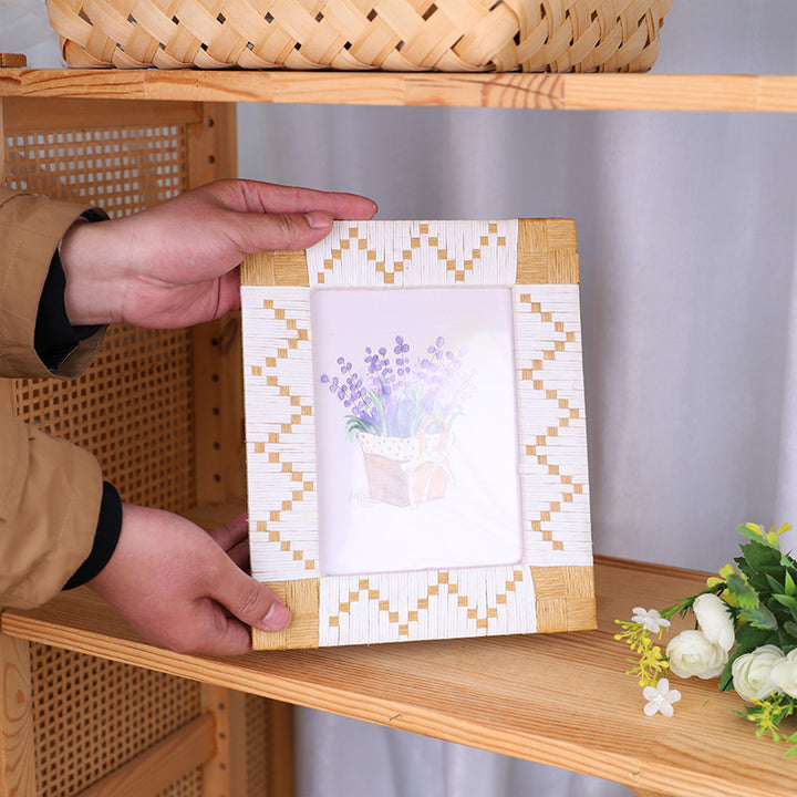 Rustic Frame Made of Woven Rattan Bowlift