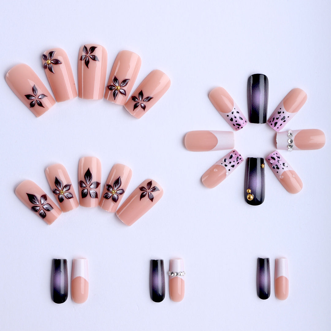 Artificial nails with luxurious 3D flower accents Bowlift