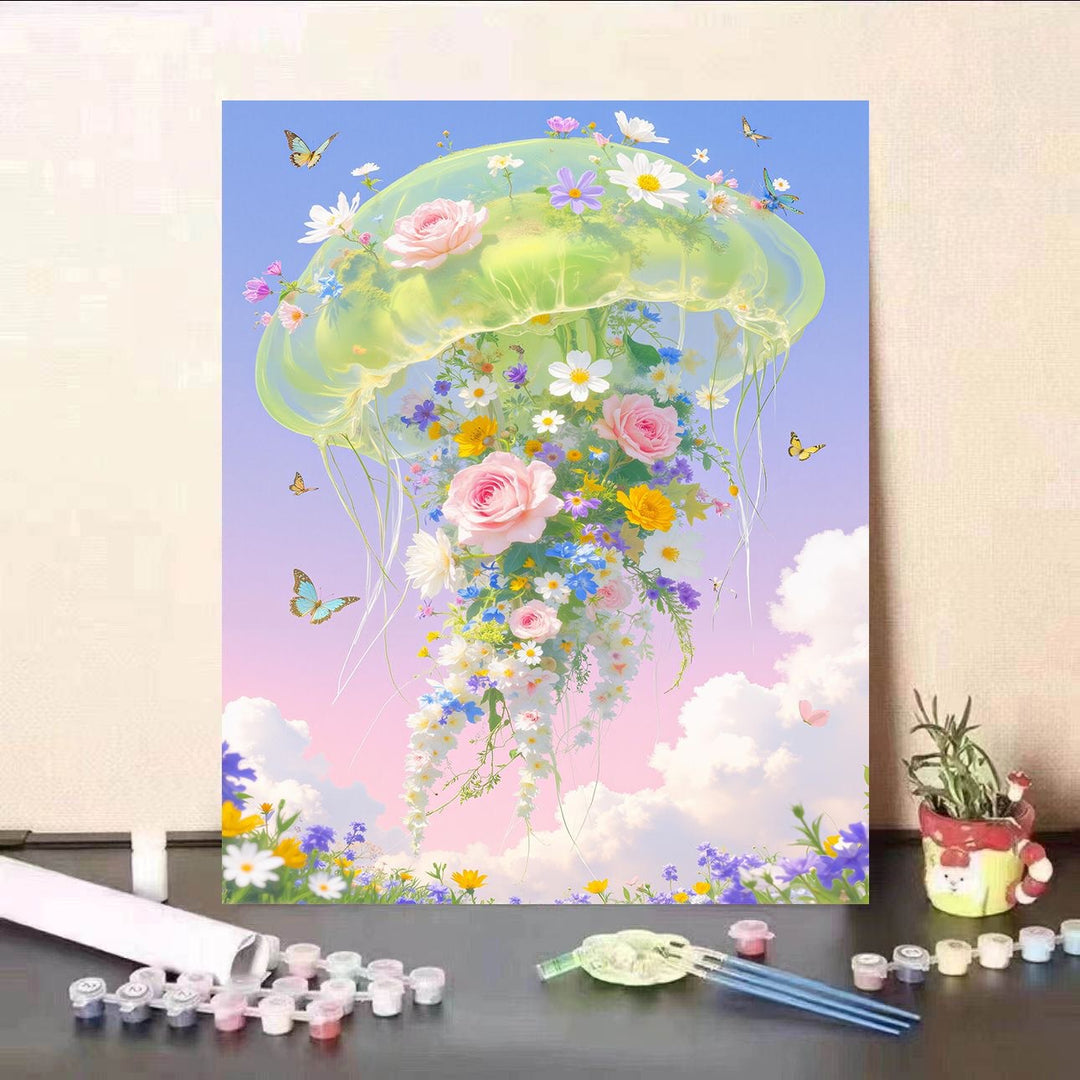 Floral Jellyfish Canvas Print Bowlift