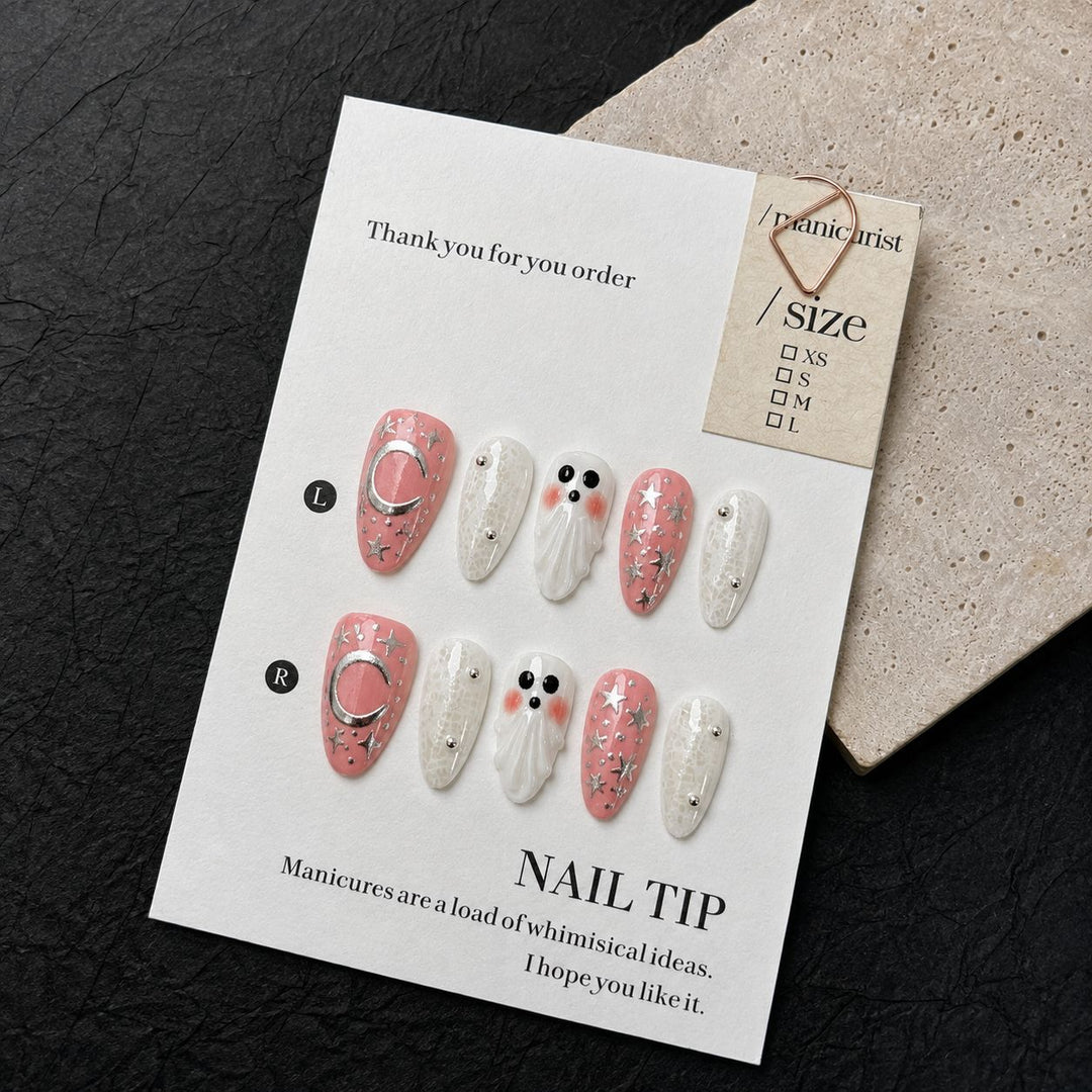 Artistic Halloween-Themed Press-On Nail Set Bowlift