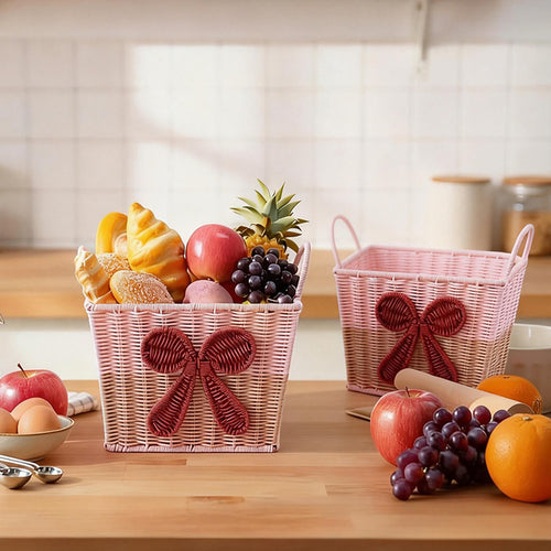 Decorative Woven Storage Basket with Bow Design Bowlift