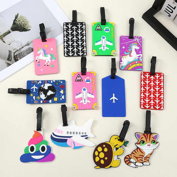 silicone travel luggage tag world map airplane design with adjustable strap Bowlift