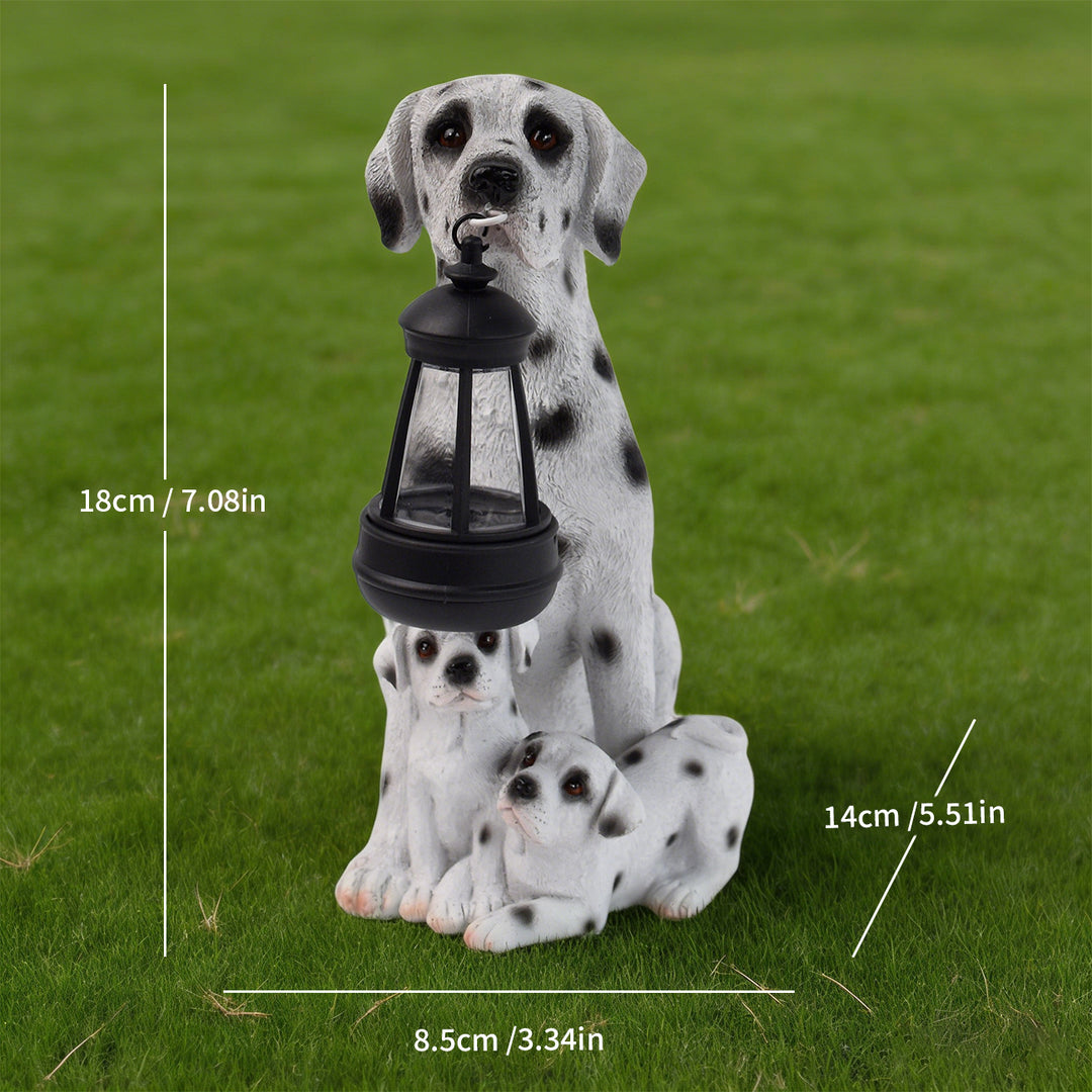 Resin Boxer Dog Solar Lantern Garden Sculpture Bowlift