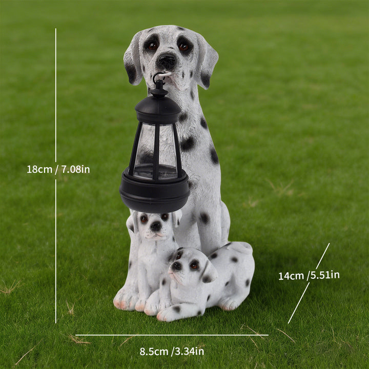 Outdoor Solar LED Lantern Boxer Dog Statue Bowlift