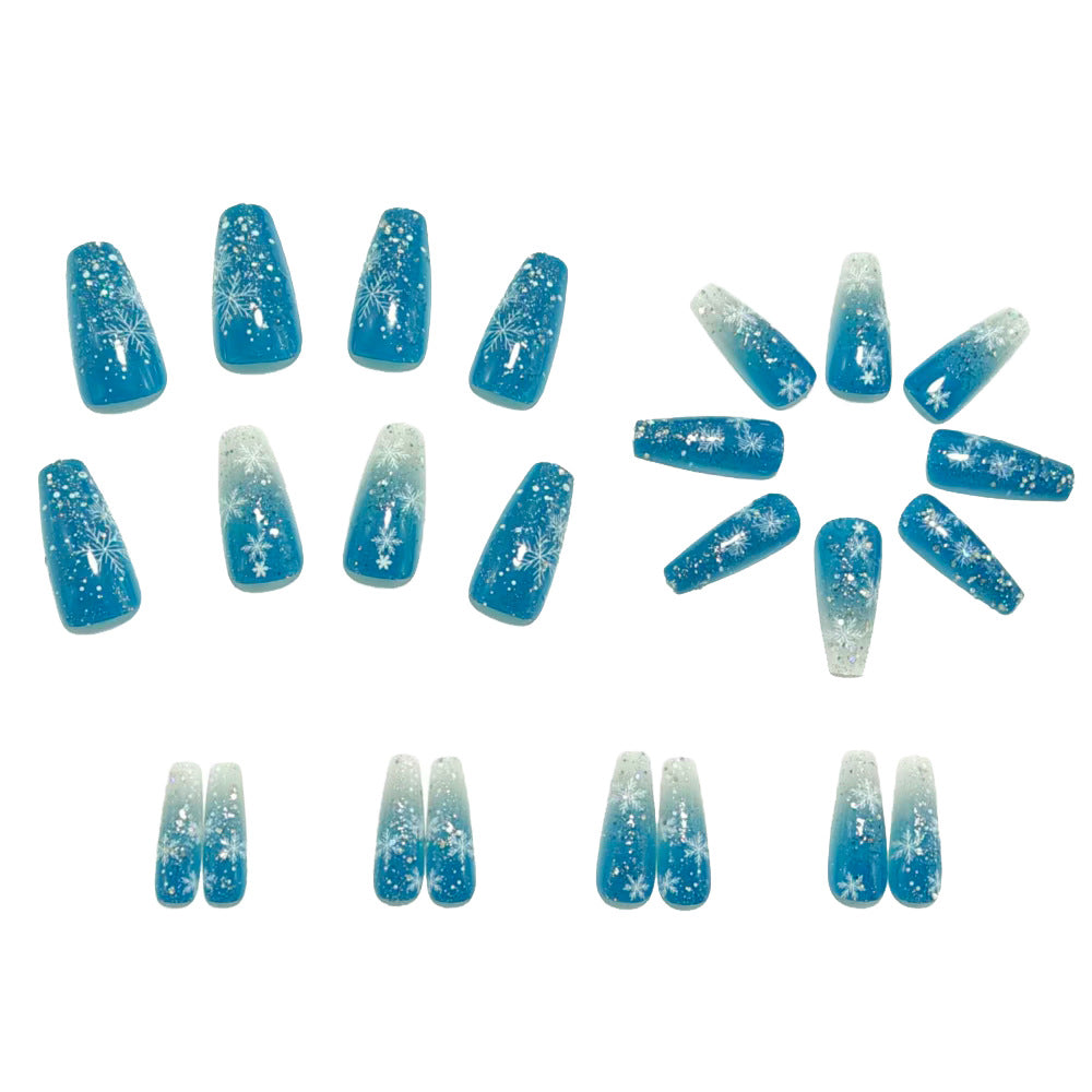 Glamorous artificial nails with winter snowflake design Bowlift