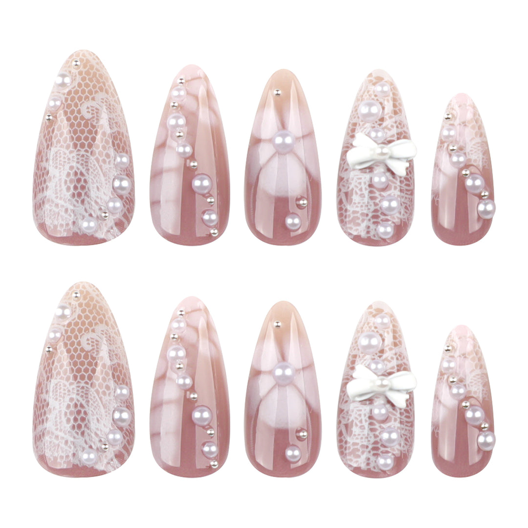 Artful Nail Extensions with Delicate Accents Bowlift