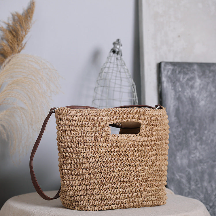 Handbag made of natural cotton with leather handle Bowlift