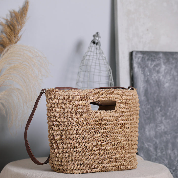 Handbag made of natural cotton with leather handle Bowlift