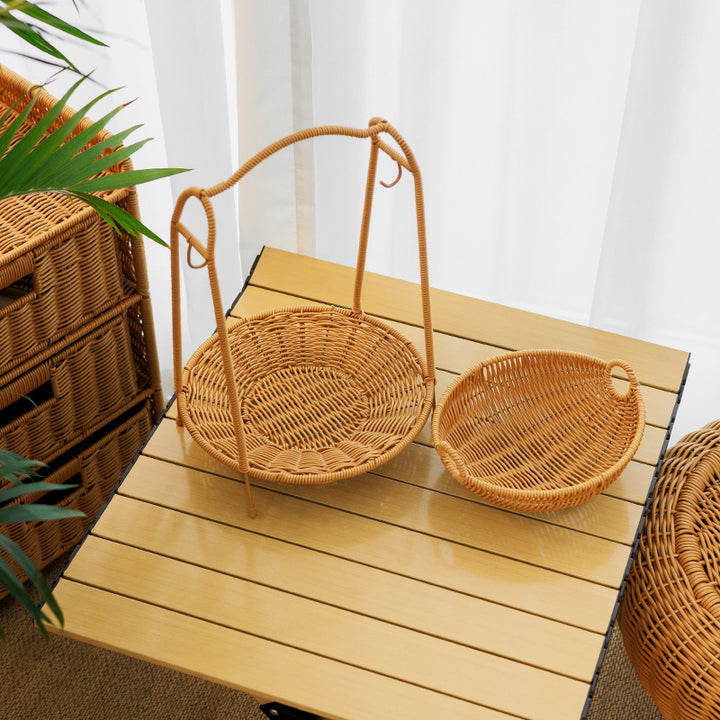 Two-Tiered Woven Fruit Display Stand Bowlift